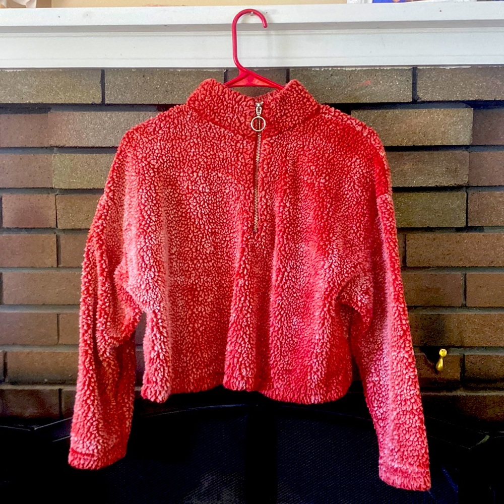 Warm and Cozy red cropped sweater.